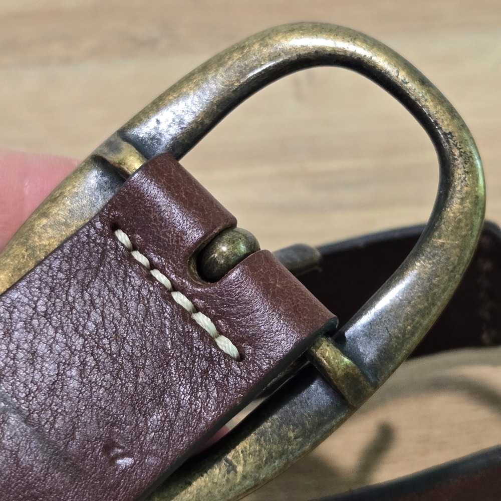Eddie Bauer Belt Women M Brown Leather Italy Brass Buckles Equestrian Cottage - Picture 7 of 13